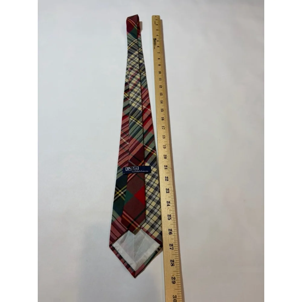 Polo Ralph Lauren Patchwork Plaid Tie USA Silk Tartan Ivy Preppy Vintage